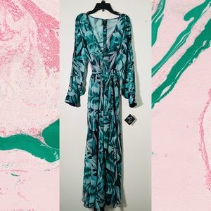 Monstera chiffon maxi dress